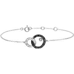 Armband Chiaroscuro - Maan Duo - 9 karaat witgoud - zwarte en witte Diamanten