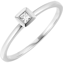 Ring Frisheid - Vierkant - 9 karaat witgoud en diamant