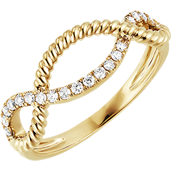 Ring Frisheid - Gouden Koorden - 9 karaat geelgoud en diamanten