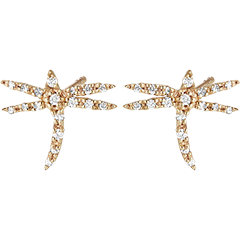 Oorbellen Frisheid - Libellula - 9 karaat geelgoud en diamanten