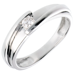 Solitaire Liefdesnest - Tweepolig - 18 karaat witgoud - Diamant 0.13 karaat - 18 karaat