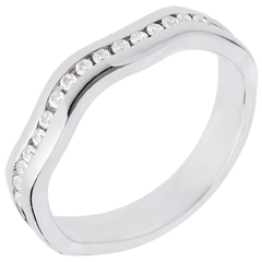 Illusie ring 18 karaat witgoud half bezet - rails - 16 Diamanten