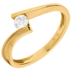 Ring Solitaire Liefdesnest - Apostrophe - 18 karaat geelgoud - 0.2 karaat Diamant