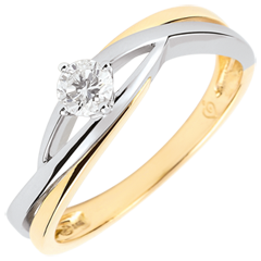 Ring Solitaire Liefdesnest - Dova- Diamant 0.15 karaat - 18 karaat witgoud en 18 karaat geelgoud