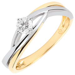 Ring Solitaire Liefdesnest - Dova- Diamant 0.15 karaat - 9 karaat witgoud en geelgoud