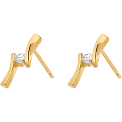 Oorbellen Liefdesnest - Apostrophe Diamant geelgoud - 0.1 karaat - 18 karaat