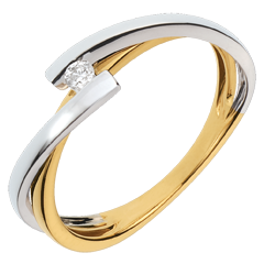 Solitaire Pluto - 18 karaat witgoud en geelgoud - 0.04 karaat