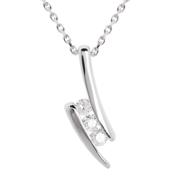 Trilogie Halsketting Citering - 18 karaat witgoud - 3 diamanten