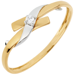 Ring Liefdesnest - Paradijs - 0.02 karaat Diamant witgoud en 18 karaat geelgoud