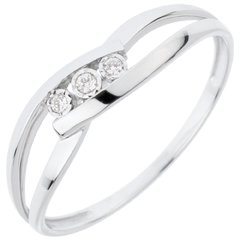 Trilogie ring Liefdesnest - Liefdeskus - 18 karaat witgoud