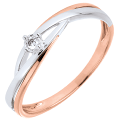 Ring Solitaire Diamant Liefdesnest - Dova - 9 karaat witgoud en roségoud