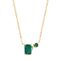 Liora Ketting – 9 karaat geelgoud, synthetische smaragden