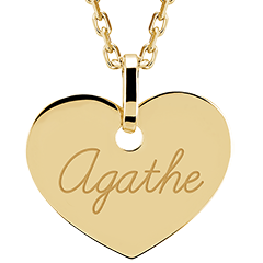 Medalla grabada en forma de corazón - Oro amarillo de 9 quilates - Colección Lovely Yours - Edenly Yours