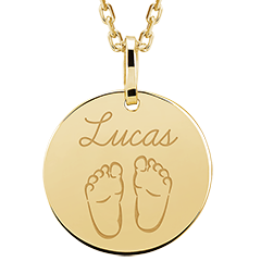 Medaglietta rotonda incisa - oro giallo 9 carati - Collezione Lovely Yours - Edenly Yours