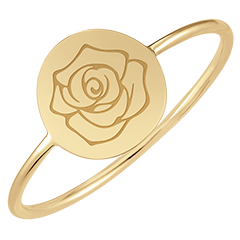 Anillo medallón redondo grabado - Oro amarillo de 9 quilates - Colección Lovely Yours - Edenly Yours