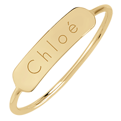 Anillo medallón rectangular grabado - Oro amarillo de 9 quilates - Colección Lovely Yours - Edenly Yours