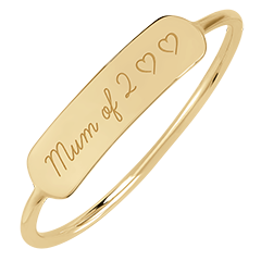 Bague médaillon rectangle gravée - or jaune 9 carats - Collection Lovely Yours - Edenly Yours