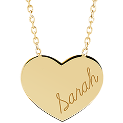 Necklace with engraved heart medallion - 9K yellow gold - Lovely Yours Collection - Edenly Yours