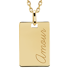 Rectangle medal engraved - 9K yellow gold - Lovely Yours Collection - Edenly Yours