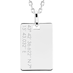 Grawerowany medalik prostokąt - 9 karatowe białe złoto - Kolekcja Lovely Yours - Edenly Yours