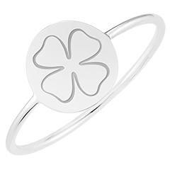 Runder Medaillonring mit Gravur - Weißgold, 9 Karat - Kollektion Lovely Yours - Edenly Yours