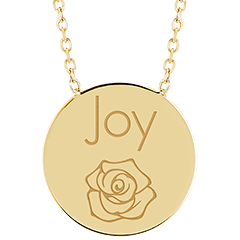 Necklace with engraved round medallion - 9K yellow gold - Lovely Yours Collection - Edenly Yours