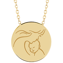 Necklace with engraved round medallion - 9K yellow gold - Lovely Yours Collection - Edenly Yours