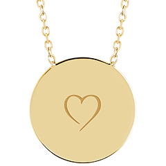 Necklace with engraved round medallion - 9K yellow gold - Lovely Yours Collection - Edenly Yours
