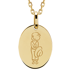 Oval medal engraved - 9K yellow gold - Lovely Yours Collection - Edenly Yours