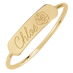 Engraved rectangle medallion ring - 9 carat yellow gold - Lovely Yours Collection - Edenly Yours