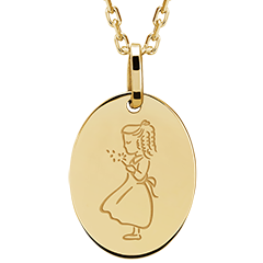 Medalion oval gravat - aur galben de 9 carate - Colecția Lovely Yours - Edenly Yours