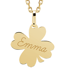 Medalion trifoi gravat - aur galben de 9 carate - Colecția Lovely Yours - Edenly Yours