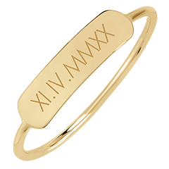 Inel medalion dreptunghiular gravat - aur galben de 9 carate - Colecția Lovely Yours - Edenly Yours