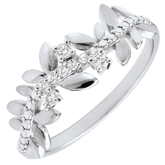 Ring Magische Tuin - Gebladerte Royal - groot model - Diamanten en 9 karaat witgoud