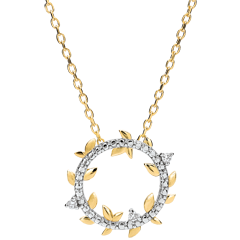 Halsketting Cirkel Magische Tuin - Gebladerte Royal - 18 karaat geelgoud met Diamanten