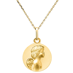 Medaglia Angelo Custode di Profilo – Oro giallo 9 carati