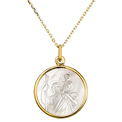 Medaglia San Cristoforo – Oro Giallo 18 Carati e Madreperla