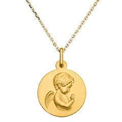 Médaille de Baptême Ange de la Foi - Or jaune 18 carats
