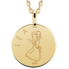 Médaille ronde gravée - or jaune 9 carats - Collection Lovely Yours - Edenly Yours