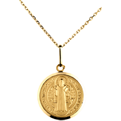 Médaille Saint Benoît 16mm - or jaune 18 carats