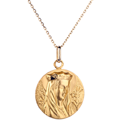 Médaille Vierge couronnée 20mm - or jaune 18 carats