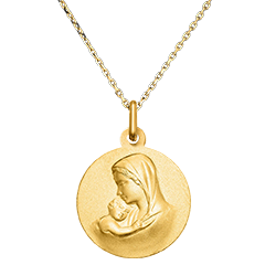 Medaillon Maria en Kind Jezus – 9 Karaat Geelgoud
