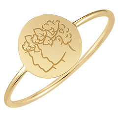 Medaillonring met gravure - Gemini - 9K geelgoud - Zodiac Yours Collectie - Edenly Yours