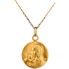 Medalik z Matką Boską i Dzieciątkiem 16 mm - złoto żółte 18-karatowe