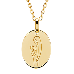 Medalion Fecioara cu pruncul - aur galben de 18 carate