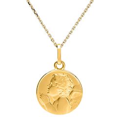 Medalla de Bautizo Ángel Orante - Oro Amarillo de 18 Quilates