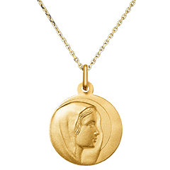Medalla con Perfil de María – Oro Amarillo de 18 Quilates