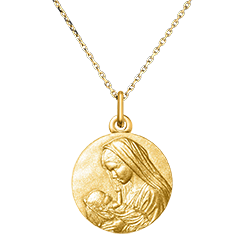 Medalla de María y Jesús – Oro Amarillo de 18 Quilates