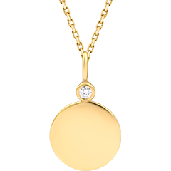 Medalla redonda personalizable Isaline – Oro amarillo de 9 quilates y diamantes creados en laboratorio
