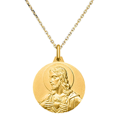 Medalla Sagrado Corazón y Virgen María – Oro Amarillo de 9 Quilates
